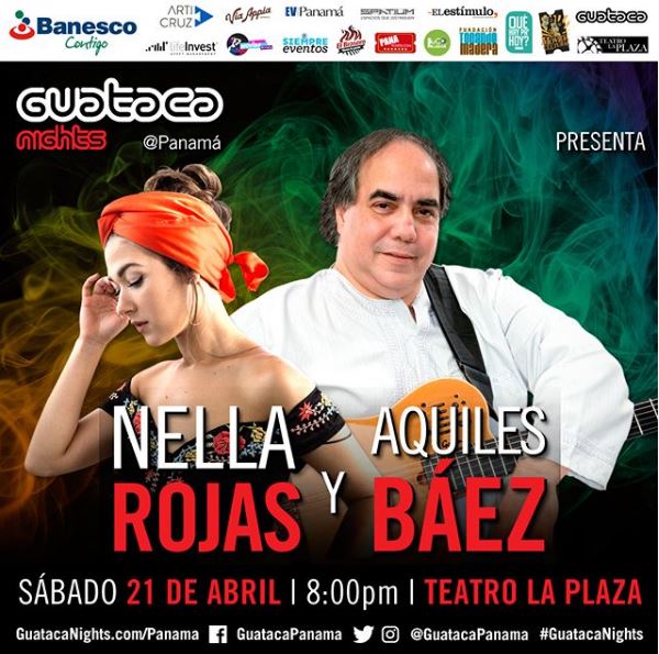 Photo of Nella Rojas y el maestro Aquiles Báez en concierto